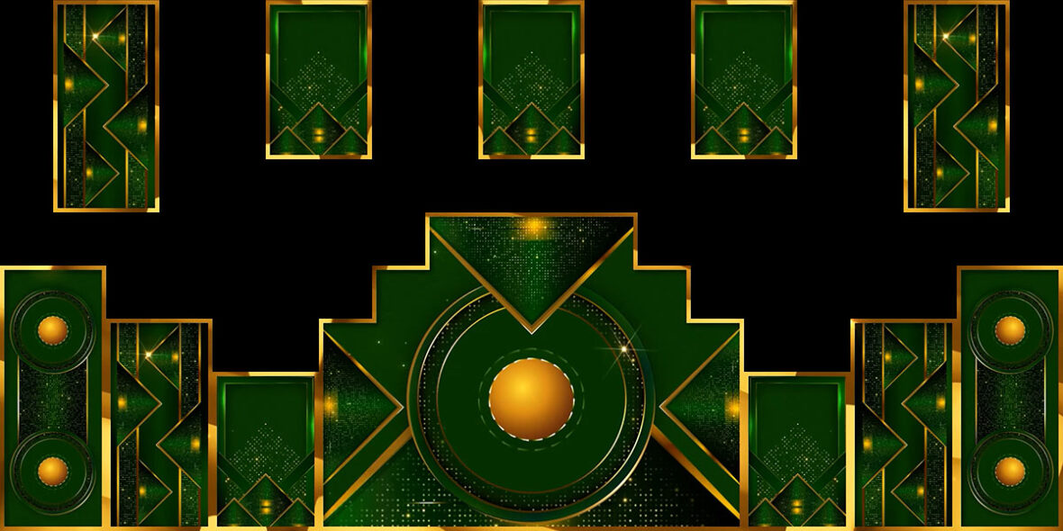 Emerald-Art-Deco-Panel-LED-Mapping-VJ-Loop-Green-Wedding-Stage-Decor
