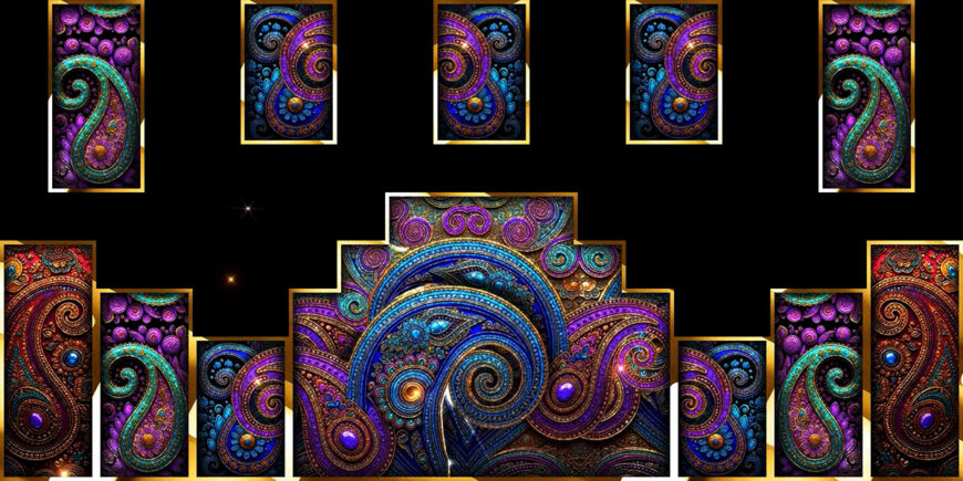 Peacock-Paisley-Swirl-VJ-Loop-Multicolor-Traditional-Sangeet-Visuals
