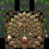 High-Saturation Green and Pink Peacock for Vibrant Festivities